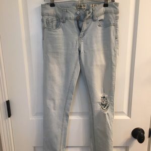 White-washed, distressed jeans